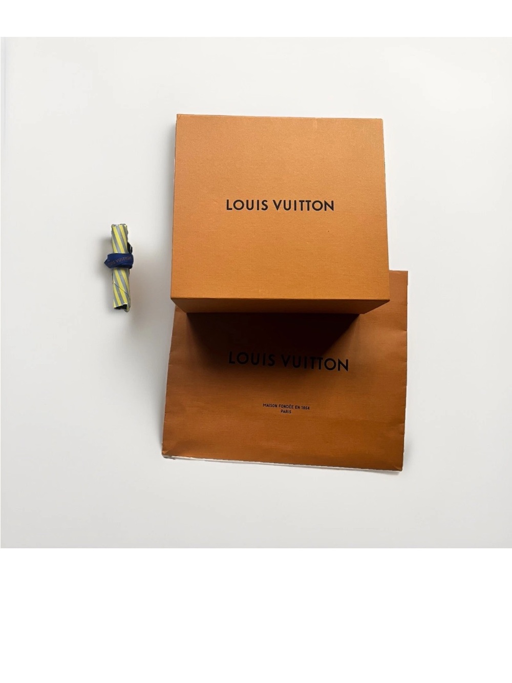 LOUIS VUITTON Authentic EMPTY Magnetic Storage Box, Paper Bag, & Ribbon Gift Set